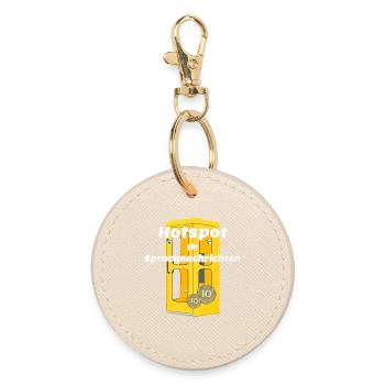 Hotspot for voice messages, yellow phone booth - Round Keyring - oyster - Front