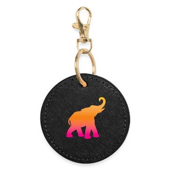 Elephant Course Yoga Colorful India Meditation - Round Keyring - black - Front