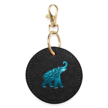 Mandala Yoga Elephant India Animal Love Meditation - Round Keyring - black - Front
