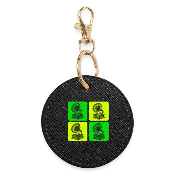 Gramophone Vintage Design - Round Keyring - black - Front