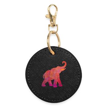 Yoga Elephant Holi pink Energy Animal Love Namaste - Round Keyring - black - Front