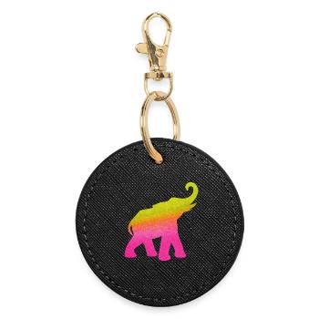 Yoga Elephant Watercolor Colorful India om Namaste - Round Keyring - black - Front