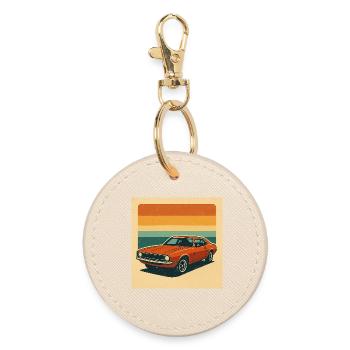 Vintage Muscle Car Retro Design - Round Keyring - oyster - Front