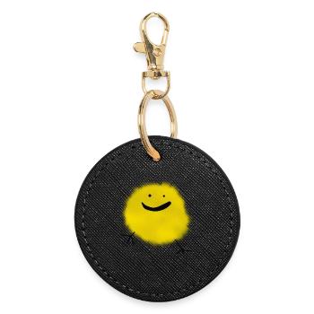 Küken Ostern smile lustig Kinder flauschig süß Fan - Runder Schlüsselanhänger - Schwarz - Vorne