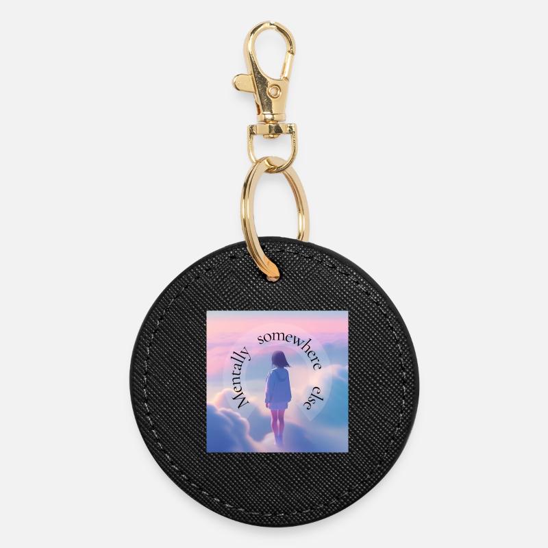 Mentally Somewhere Else – Aesthetic Dreamscape - Round Keyring - black