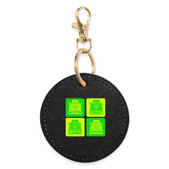 Conception de machine à écrire - Porte-clés rond - noir - Devant