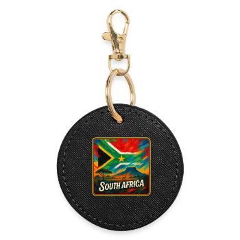 South Africa Flag Design - Round Keyring - black - Front