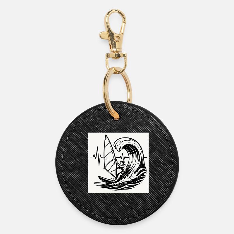 Surfer - Round Keyring - black