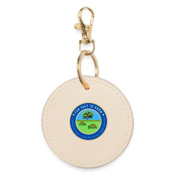 A tortoise fact - Round Keyring - oyster - Front