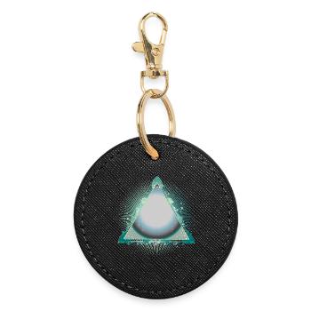 Mystical Triangle Frame in Turquoise with Ornaments - Round Keyring - black - Front