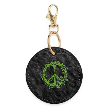 Conception de symbole de paix inspirée de la nature - Porte-clés rond - noir - Devant