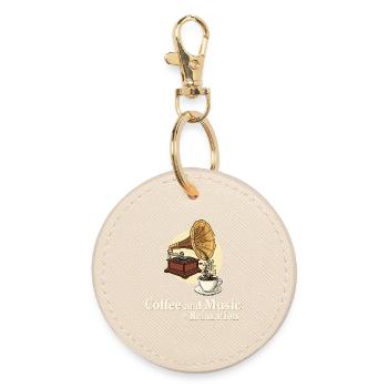 Coffee and Music = Relaxation - Round Keyring - oyster - Front