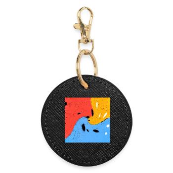 Crazy colors - Round Keyring - black - Front