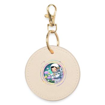 Fille astronaute avec des champignons - Conception spatiale mignonne - Porte-clés rond - huître - Devant
