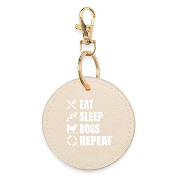 Eat Sleep Dogs Repeat - Runder Schlüsselanhänger - Auster - Vorne