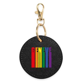 Colorful GENEVE word design - Round Keyring - black - Front