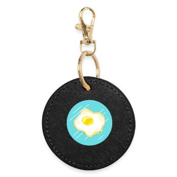 fried egg - Round Keyring - black - Front