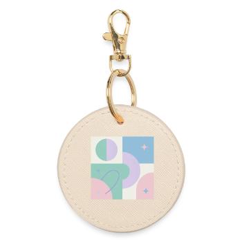 Pastel geometric cosmos design - Round Keyring - oyster - Front