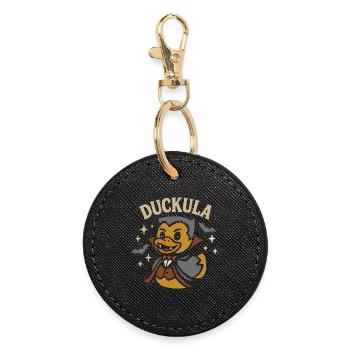 Canard en caoutchouc vampire & drôle de dicton « Duckula » motif - Porte-clés rond - noir - Devant