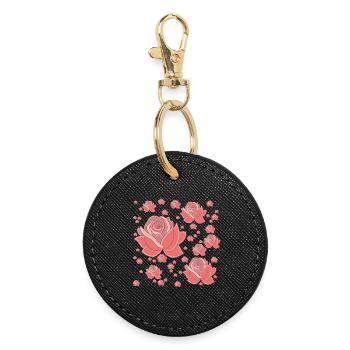 Roses Fantaisie Pastel - Porte-clés rond - noir - Devant