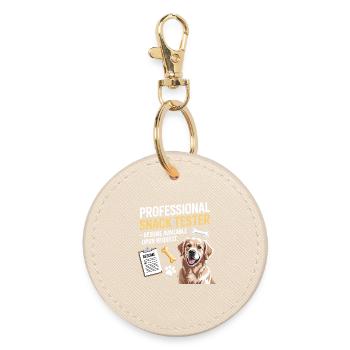 Dog Snack Tester Resume Available Joke  - Round Keyring - oyster - Front