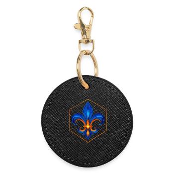 Fleur-de-Lys Flame Blue and Gold Glow - Round Keyring - black - Front