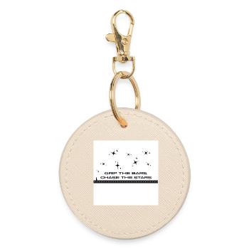Grip_the_bars _chase_the_stars - Round Keyring - oyster - Front