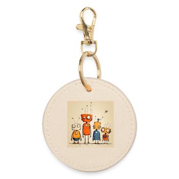 Robots Amicaux Illustrés Colorés - Porte-clés rond - huître - Devant