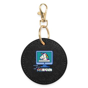 AInhorn aka Unicorn, AI and Pixel Art Humor - Round Keyring - black - Front