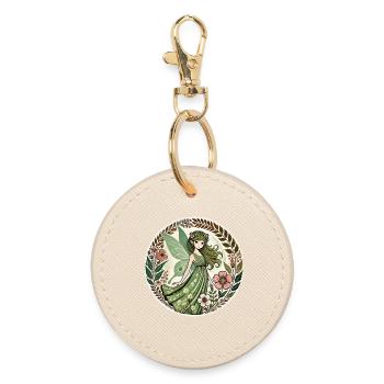 Enchanted Forest Fairy Design - Round Keyring - oyster - Front