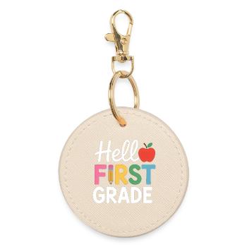Hello First Grade Back To School - Runder Schlüsselanhänger - Auster - Vorne
