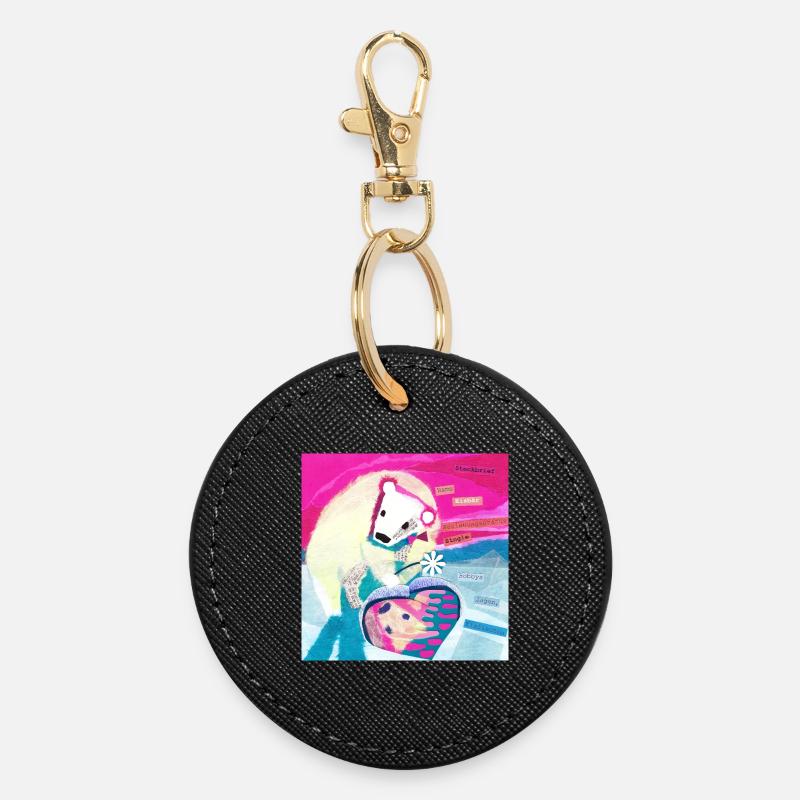 Eisbaer Profile Poster - Round Keyring - black