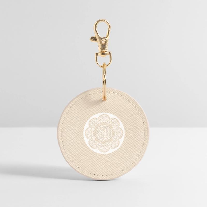 Islamic pattern and calligraphy white circle Round Keyring