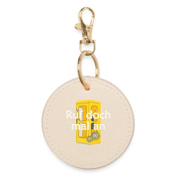 Yellow phone booth vintage, give us a call - Round Keyring - oyster - Front