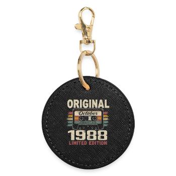 Born in October 1988 | Vintage Gift October 1988 - Round Keyring - black - Front
