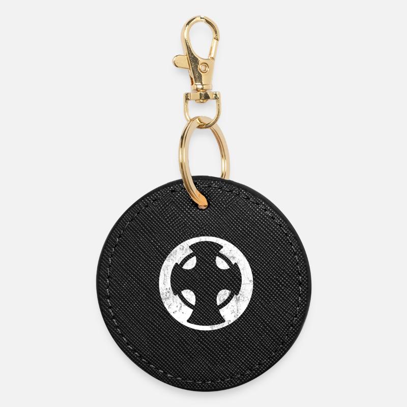 Croix de Novgorod cercle blanc illustration - Porte-clés rond - noir