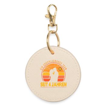 4 ans de relation cadeau partenaire mari femme - Porte-clés rond - huître - Devant