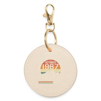 Born in October 1967 - vintage gift October 1967 - Round Keyring - oyster - Front