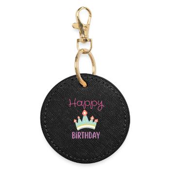 Happy birthday  - Porte-clés rond - noir - Devant