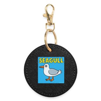 Playful Seagull Illustration for Kids - Round Keyring - black - Front