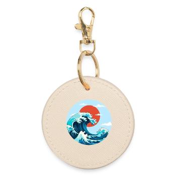 kanagawa Wave Marine Energy und Rote Sonne - Runder Schlüsselanhänger - Auster - Vorne