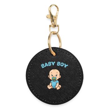 Cute Baby Boy Print - Round Keyring - black - Front