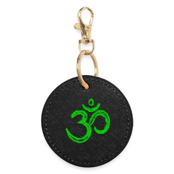 Symbole Om – Neon Glitch Art Spirituel - Porte-clés rond - noir - Devant