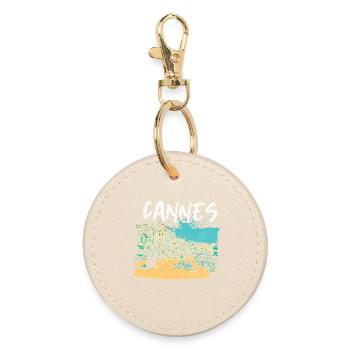 Retro view of the Croisette in Cannes - Round Keyring - oyster - Front