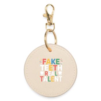 Dental Bridge Technician Art  - Round Keyring - oyster - Front