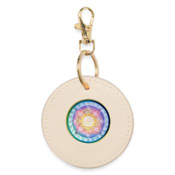 Harmonious mandala meditation design - Round Keyring - oyster - Front