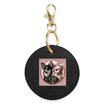Chihuahua Women's T-Shirt with Tiara Design - Round Keyring - black - Front