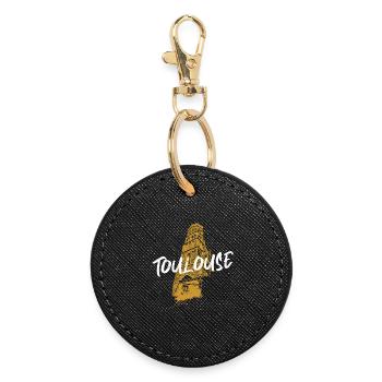 Duotone illustration Toulouse Saint-Nicolas church - Round Keyring - black - Front