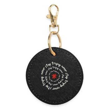 Never stop trying - Round Keyring - black - Front