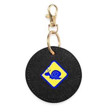 Snail Warning Caution Danger Sign - Round Keyring - black - Front